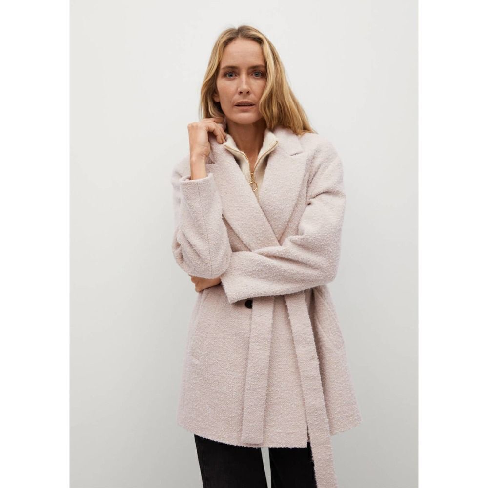Mango Textured Wrap Belted Longline Jacket Coat - Picture 4 of 8